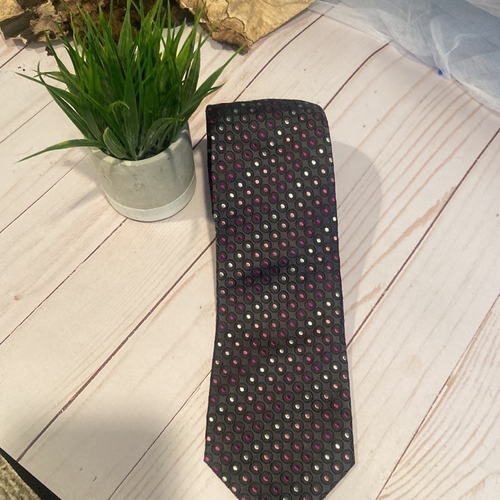Alfani Grey Polla Dot Silk Tie
